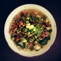 Duck, Eggplant, Spinach Okayu with Green Onions and Ginger|tomo hashimotoさん