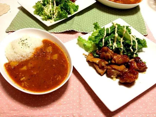 チキンの照り焼き＆トマトカレー|えりさん