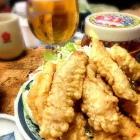 Snapdishの料理写真:塩麹鶏のスティック天ぷら