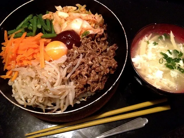 鉄焼きビビンバ、スープ|ぱんちゃんさん