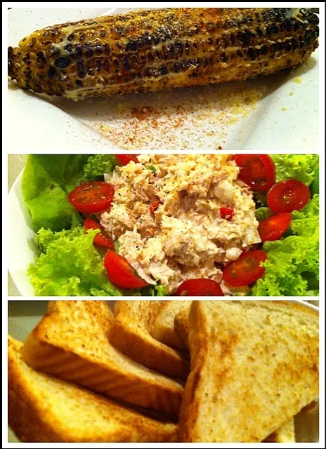 Spicy Mexican corn, tuna salad and toast|karen chan lye mayさん