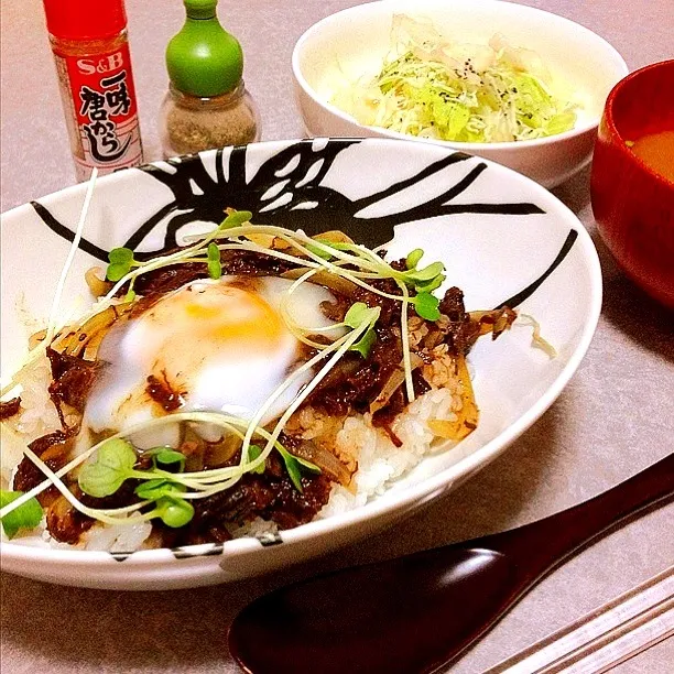 鯨肉の甘辛丼|あこさん