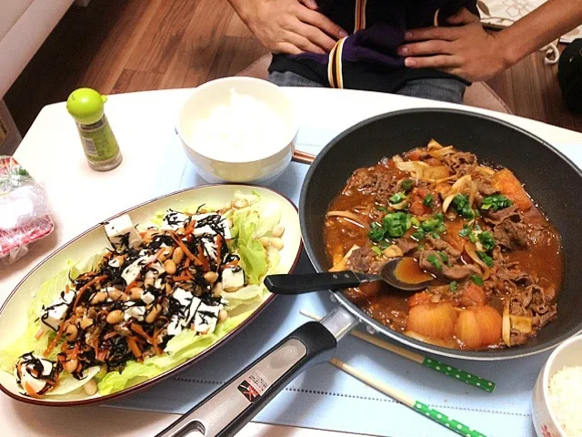 ごちゃごちゃひじきサラダ と トマト牛丼|はるかさん