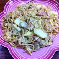 Snapdishの料理写真:全粒粉パスタのカルボナーラ|123どんどんさん