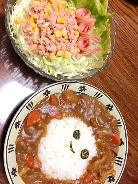 カレー、ツナコーンサラダ|みいさん