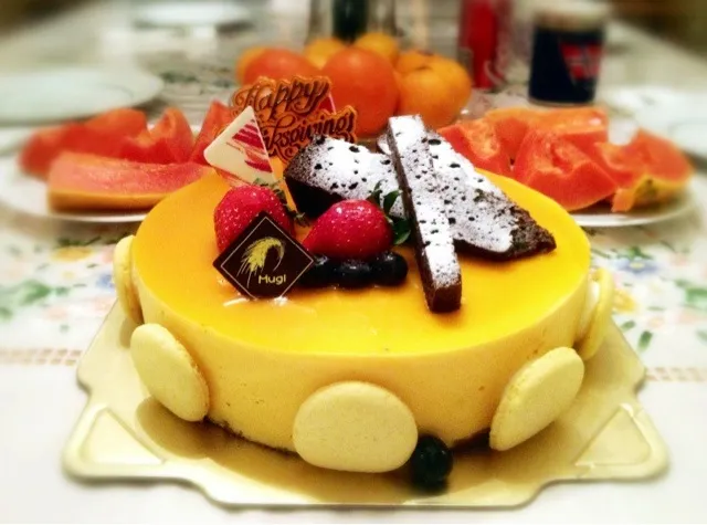 Thanksgiving Night Dessert - Mango Mousse Cake|MyRaXさん