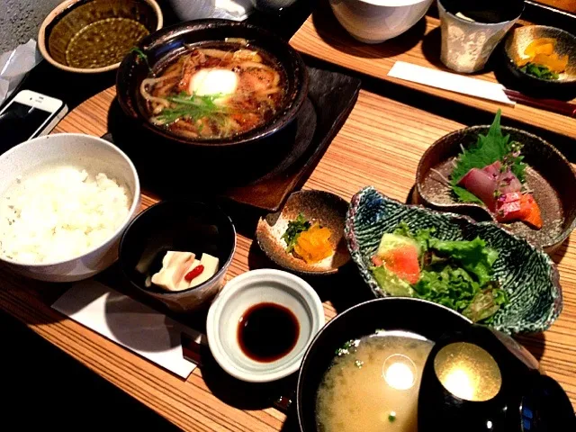 鶏すきうどん定食|さくたえさん