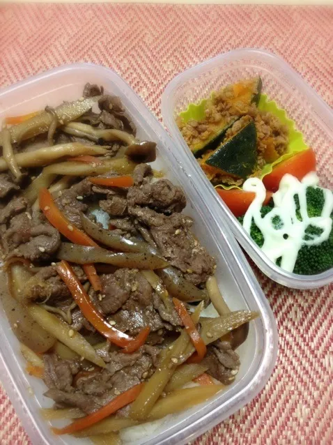 Snapdishの料理写真:旦那がっつり弁当|まっきーさん