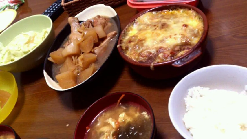 手羽元の煮物、焼きカレーと色々|わたなべちかさん