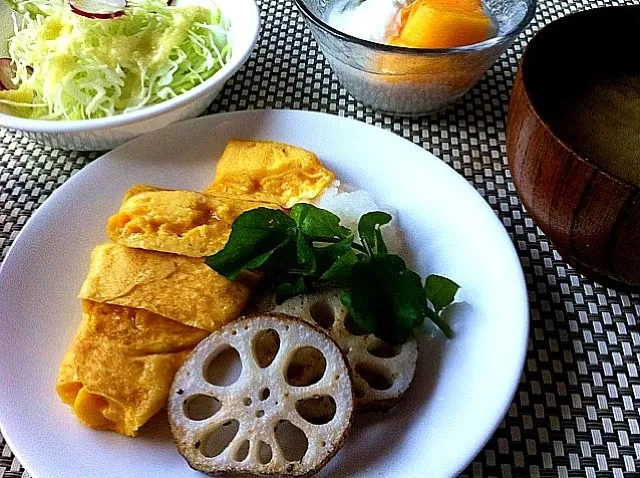 フワフワ塩麹卵焼きの朝ごはん♪|純子さん