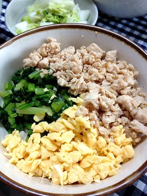 鶏そぼろ3色丼|へいぞーさん