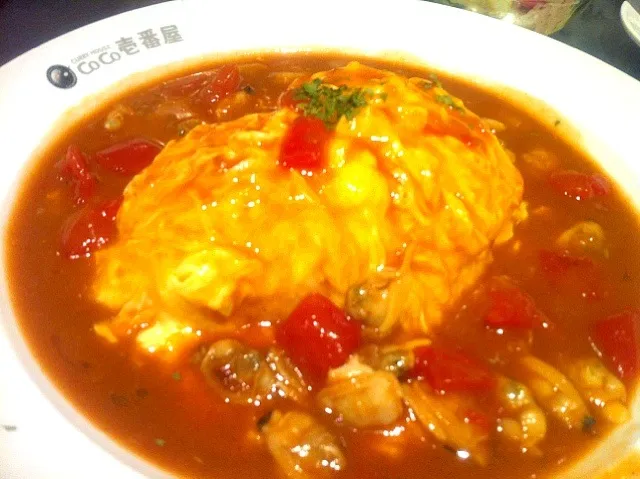 Clam & tomato omelette curry rice|skyblueさん