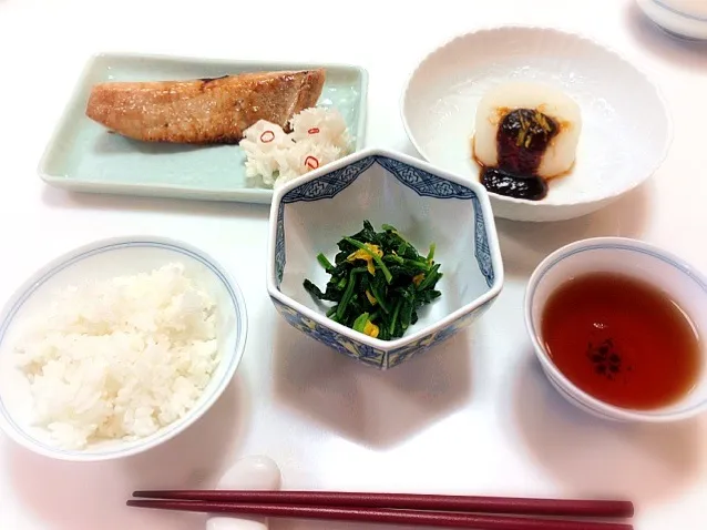 お料理教室・鰤の照焼き、ほうれん草のお浸し|ゆきさん