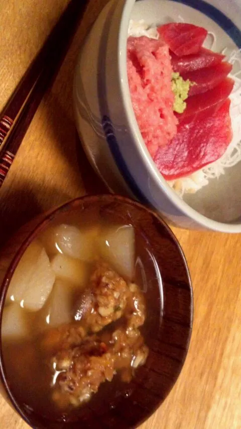 イカ団子のお吸い物とマグロ丼|五月さん