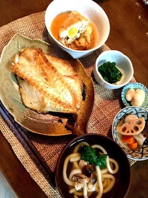 夕食 ツボ鯛 里芋と根菜煮物 お揚げさん 宝袋|ちーままさん