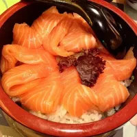 Snapdishの料理写真:salmon sashimi don|Winnie Tanさん