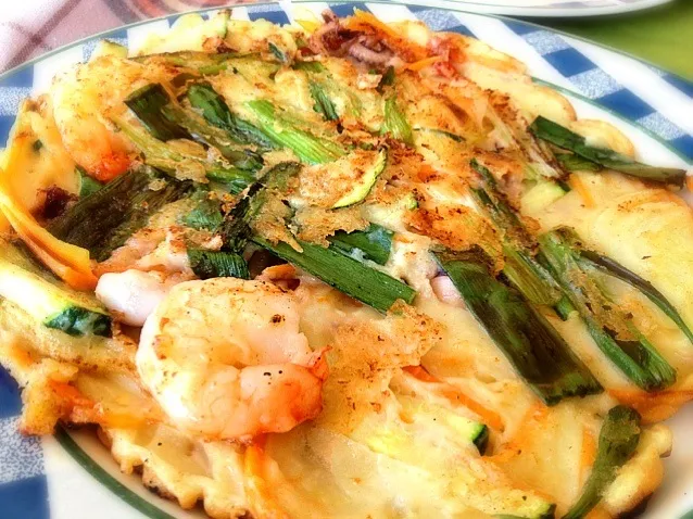 해물파전, Seafood Welsh [Green]-Onion Pancake; PAJEON, 海のものお好み焼き|孤独のグルメ - まつしげ ゆたかさん