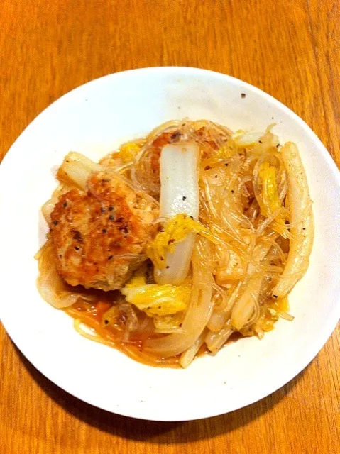 白菜、春雨、鶏団子の炒め煮|まつださんさん