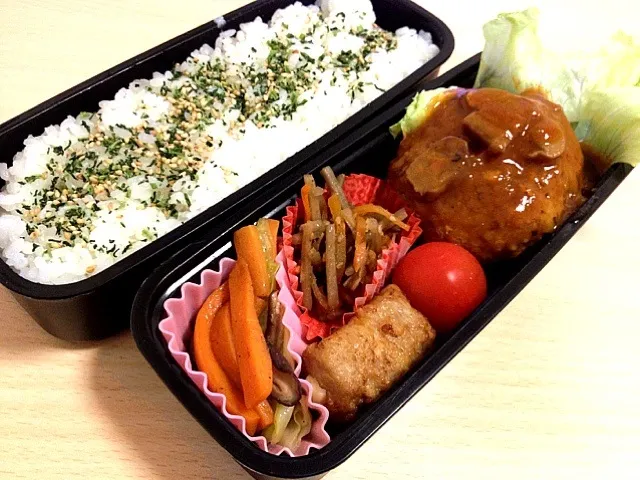 Snapdishの料理写真:デミグラスソース煮込みハンバーグ弁当|蒼空Mamさん