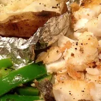 Halibut, Baked Potato & Grilled Green Peppers|Myraさん