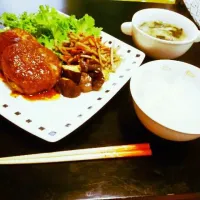 ハンバーグときんぴらとナスの煮浸し|ゆうきさん