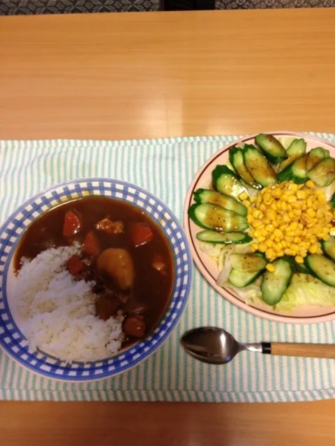 チキンカレー  サラダ|矢部智恵子さん