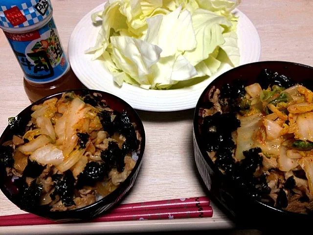 豚バラキムチ牛丼とやみつき塩キャベツ！|Aliceさん