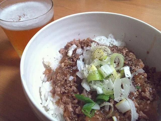 ひき肉あんかけ丼|まきさん