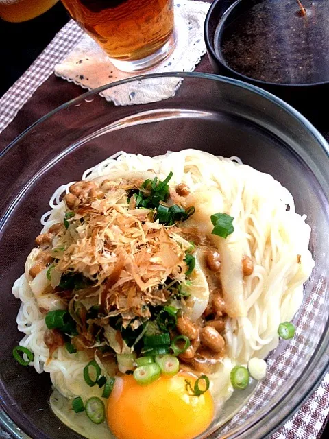 イカ納豆そうめん。|。さん