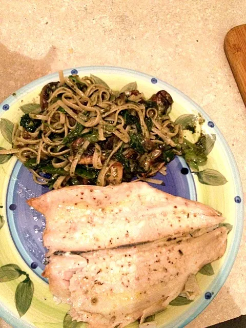 Baked trout with veggie pesto pasta|linaさん