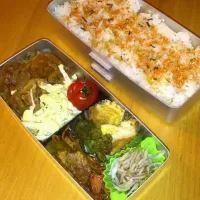 Snapdishの料理写真:豚の生姜焼き、サラダ、揚げ玉子の煮物、しらす大根、焼きそば|ゆっこさん