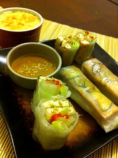 Tofu spring rolls with peanut butter sauce|Ariz Guzmanさん