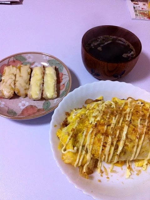 Snapdishの料理写真:チーマヨちくわ＆オムソバ|食レポ エステオヤジ @高石さん