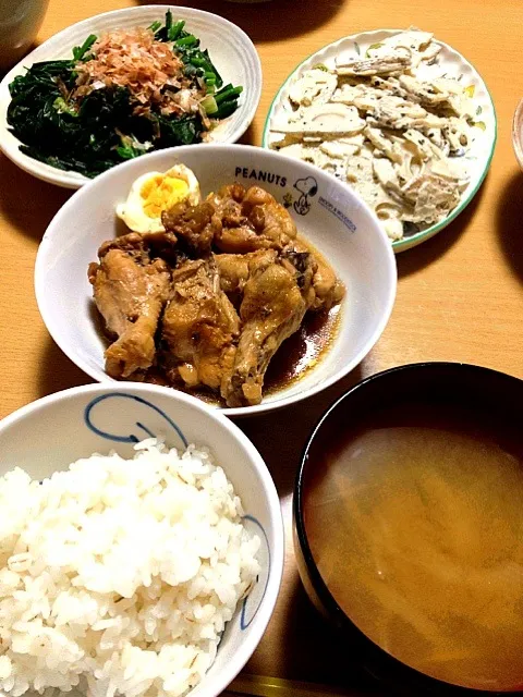 鶏手羽肉の酢醤油煮、レンコンのレモンマヨあえ など♡|ゆんくるさん