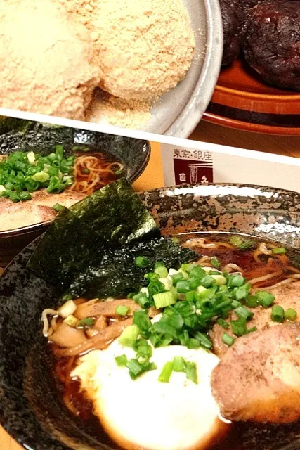 Snapdishの料理写真:ラーメン（いただき物で）・seamamaさん流おはぎ|ちえさん