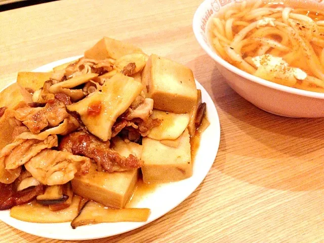 高野豆腐とエリンギ炒め＊うどん|まゆさん