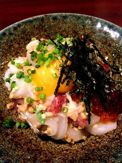 居酒屋で食べたばくだん。|まめはちさん