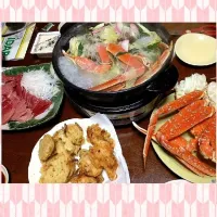 蟹鍋＆マグロの刺身＆桜海老のかき揚げ|たかひろさん