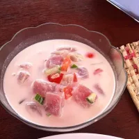 Snapdishの料理写真:Oka - Samoan raw fish marinated in coconut cream with capsicum & cucumber|Amanda Gardnerさん