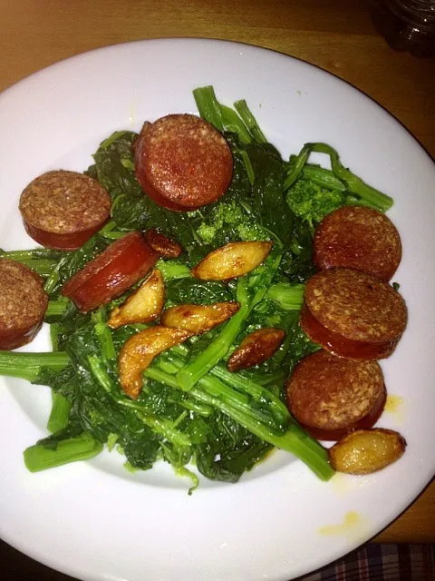 Snapdishの料理写真:Broccoli rabe with pepperoni and pan roasted garlic|ernest ristiさん