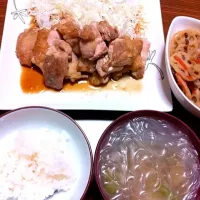 鶏肉の油淋鶏 蓮根のきんぴら 春雨スープ|あたこさん