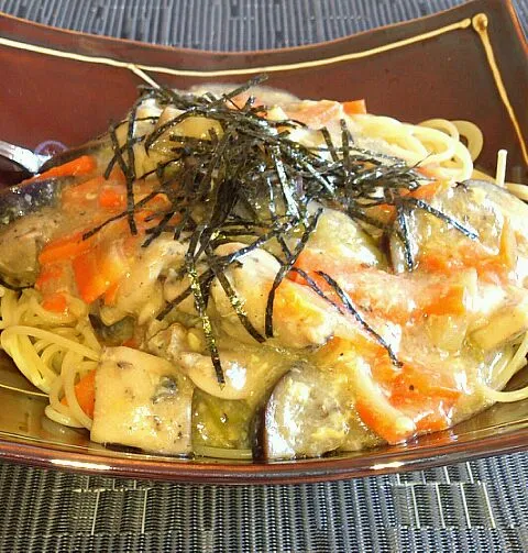 Snapdishの料理写真:和風でかき卵餡のパスタ|kumachanさん