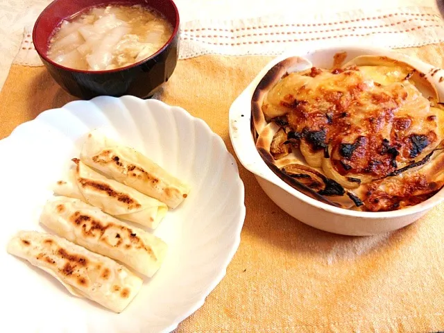 餃子の皮ずくし  餃子の皮でラザニア、チーズ巻、中華スープ|Yukaさん