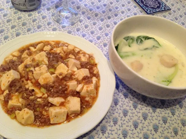 麻婆豆腐とチンゲン菜と帆立のスープ|かおりさん