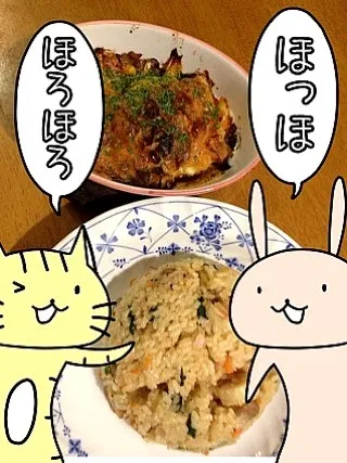 タロウ君作 五目炒飯ガーリック風味＆豚キムチグラタン|cherieeeeeさん