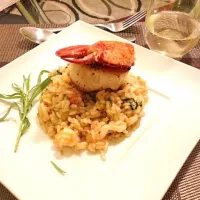 Snapdishの料理写真:Truffled lobster risotto and seared scallop|pun ellisさん