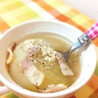 レンジで簡単❤丸ごと玉ねぎスープू(๑ ›◡ु‹ ๑ ू)