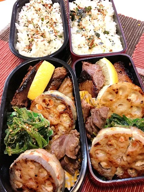 Snapdishの料理写真:焼きブリとレンコンの挟み焼きの和弁当|かずさん