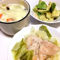 鶏とキャベツ蒸しと野菜ミルクスープ|なるみさん