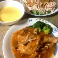 鶏肉のケチャップ煮＊コーンスープ＊棒棒鶏|mdaさん